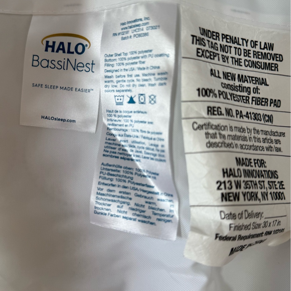 Halo Innovations Bassinet Swivel Sleeper White Waterproof Mattress Pad - Picture 2 of 4